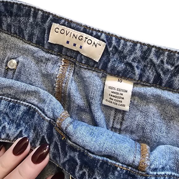 Women's A-Line Denim Lace Up Skirt COVINGTON sz 4 - Picture 4 of 7